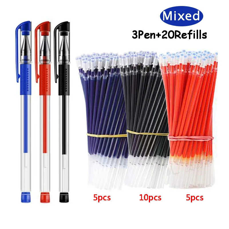 

53 PCS Gel Pens Refill Set Black Blue Red Ink Universal Kawaii Replaceable Refills Writing Signature Pen 0.5mm School Stationery