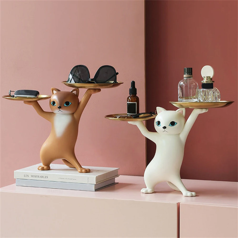 

Cute Cat Sculpture Storage Sculpture Multifunctional Home Accessories Home Office Decor Unique Design Functional And Decorative