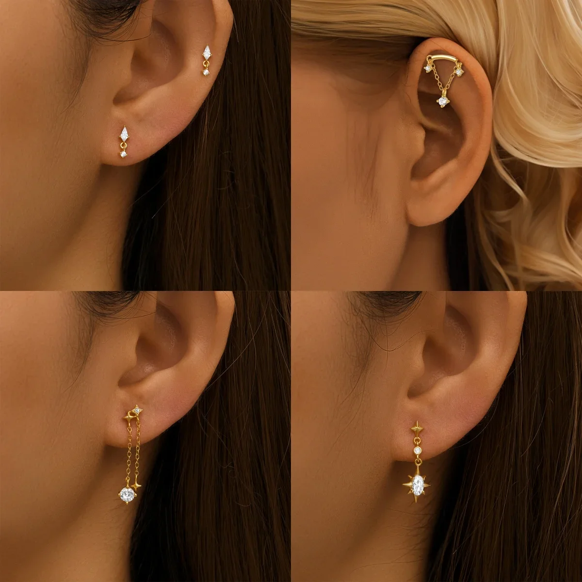 KO из стерлингового серебра 925 восьмиугольные серьги со звездами/каплями воды