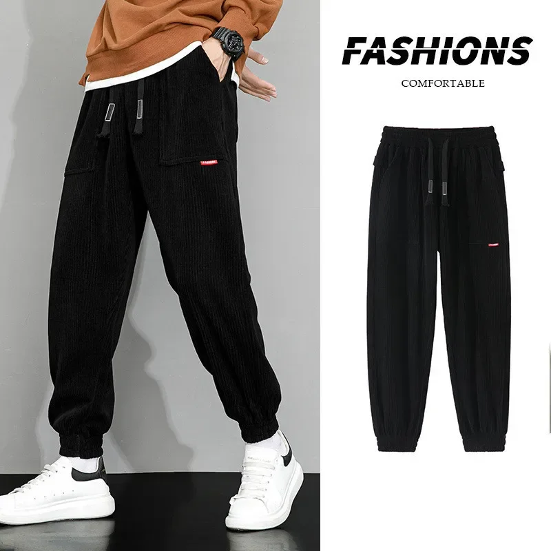 

Mens Warm Corduroy Pants Autumn Long Baggy Pants Casual Hip Hop Style Loose Harem Pant Male Outdoors Trousers