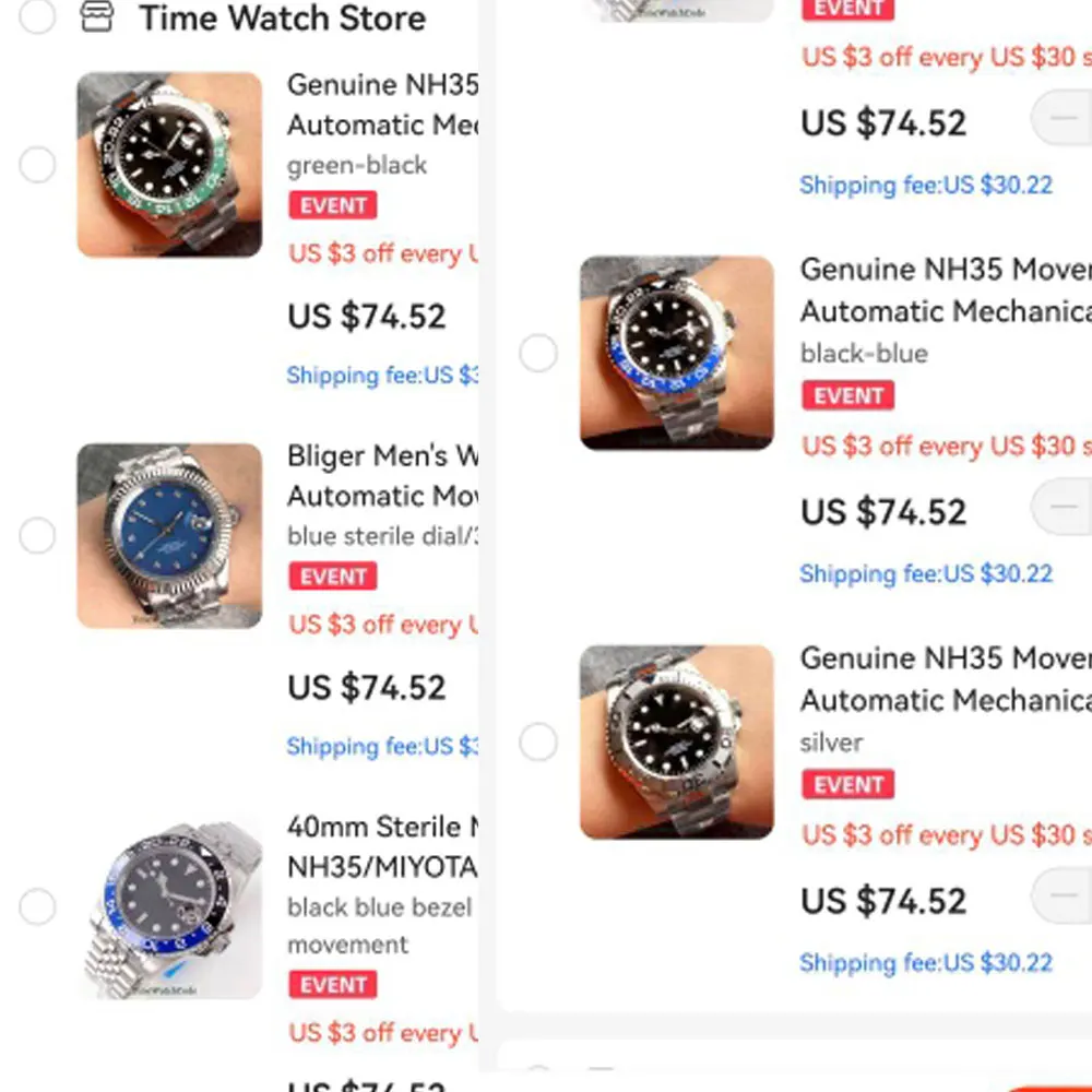 

6pcs NH35 model watchs