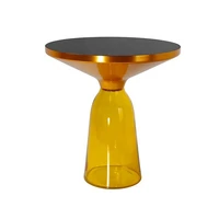 sebastian herkner style transparent tinted colorful glass solid brass golden frame bell side table coffee table