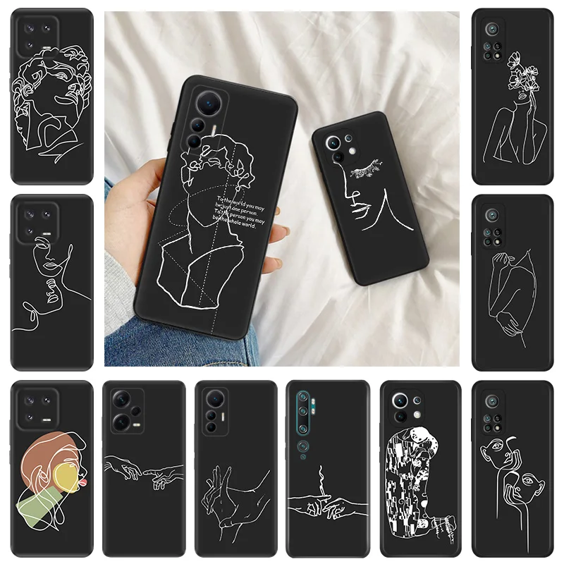 Мягкий чехол для Xiaomi 13 Pro 12 Lite 12t 12s Ultra 12x 12c X5 Redmi Note12 5G K50 Микеланджело Давид линия искусство чехлы для телефонов Обложка