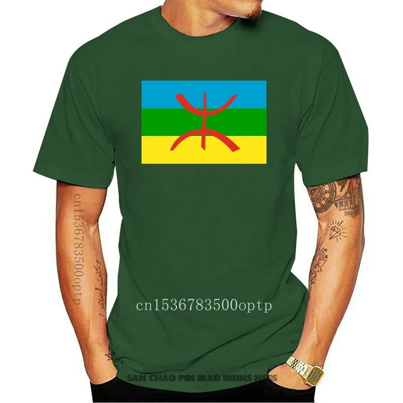 Camiseta con estampado de la bandera Berber para hombre, Camisa estampada con cuello redondo, de gran tamaño, S-5xl, hip hop