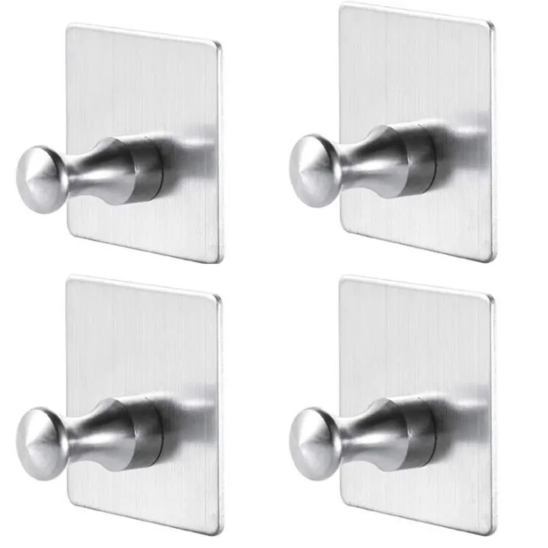 

Stainless Steel Wall Hook Self Adhesive Sticky Kitchen Home Bathroom Bath Ball Key Bag Coat Hanger Storage Hanging Holder Rack