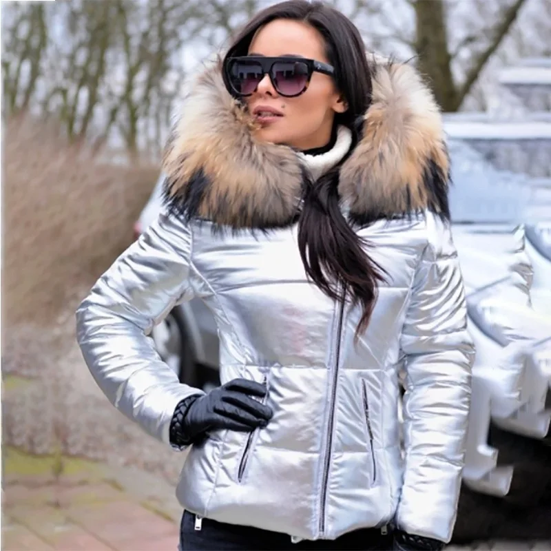 Feathers Hooded Short Jacket Woman Zipper Skinny Fashion Women's Winter Warm Jackets 2022 Pocket Cotton Padded Parka Ladies Coat