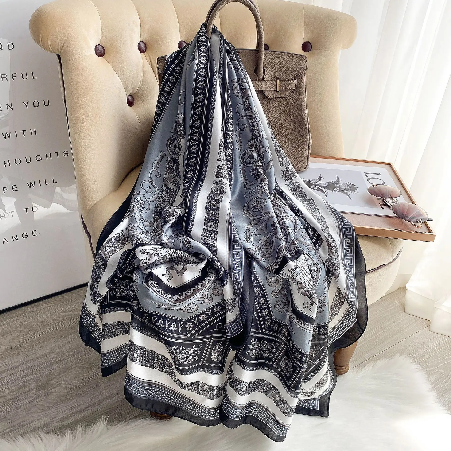 Женский дизайнерский Роскошный шелковый шарф шали 60*180 см женский головной