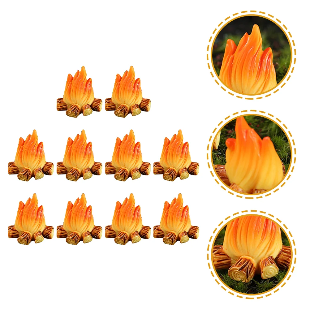 

12 Pcs Fire Ornaments Campfire Toy Miniature House Resin Model Micro Fake Decor Halloween Bonfire Flowerpot