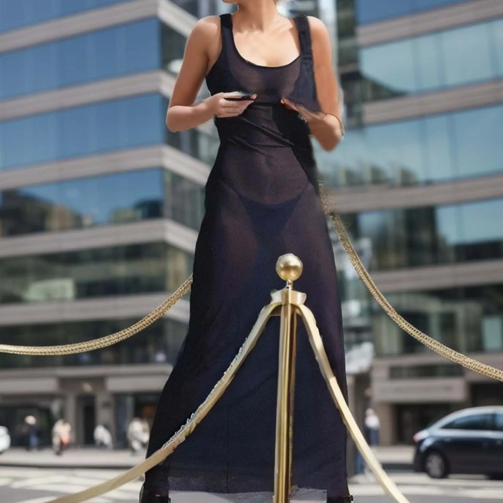 

Women's New Solid Color Sexy Mesh Chiffon Vacation Dress Evening Dress Casual Dress Cute Short Dresses