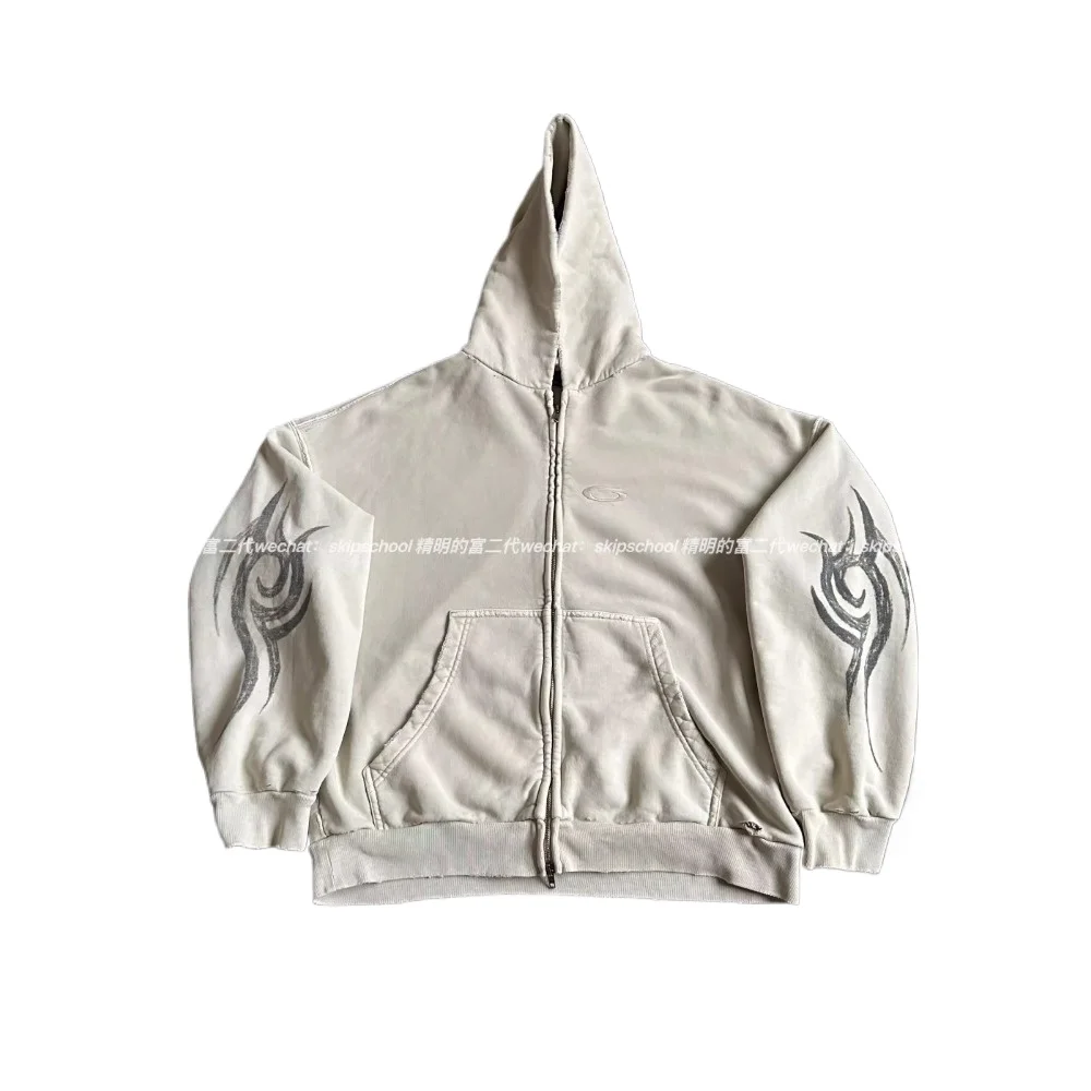 NIGO Мужская куртка на молнии с капюшоном и принтом тотема дракона Y2k High Street в стиле