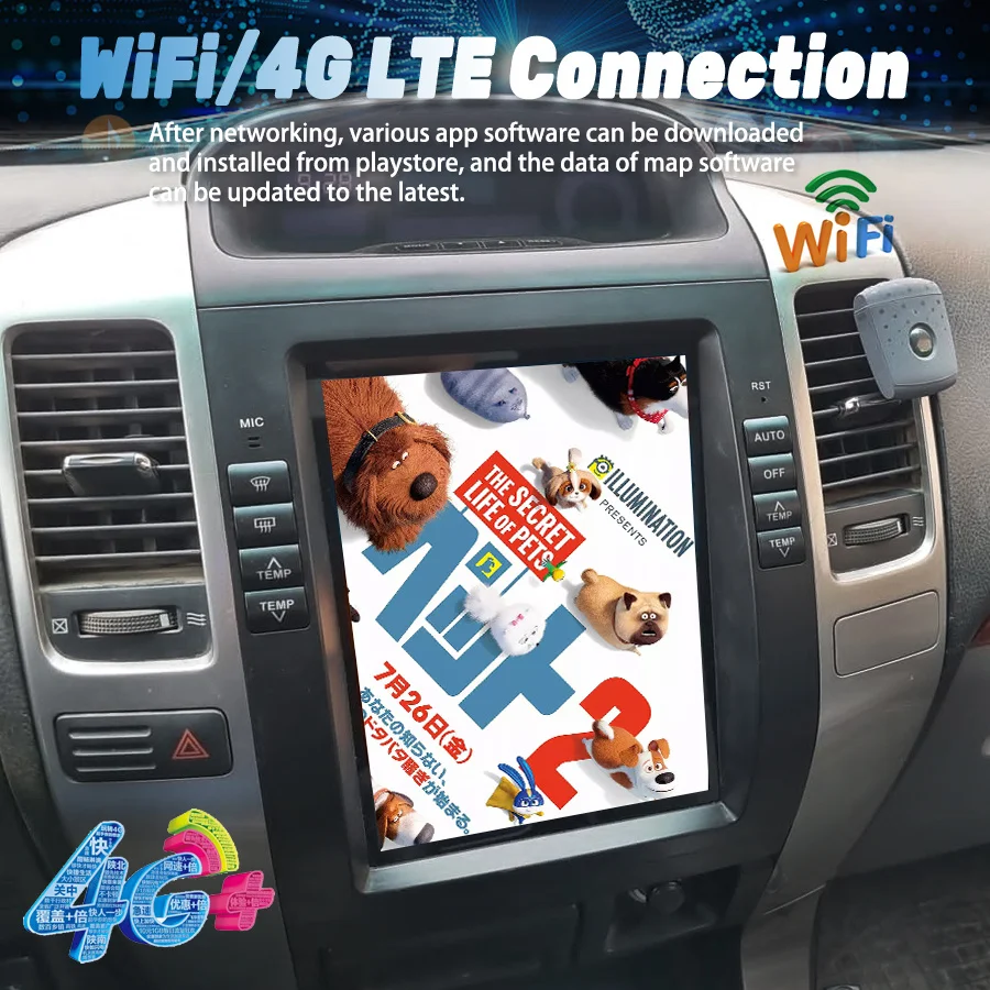 10 4-дюймовый вертикальный экран Android 14 для Lexus GX470 Toyota Prado Lc120 2002-2009 GPS Carplay