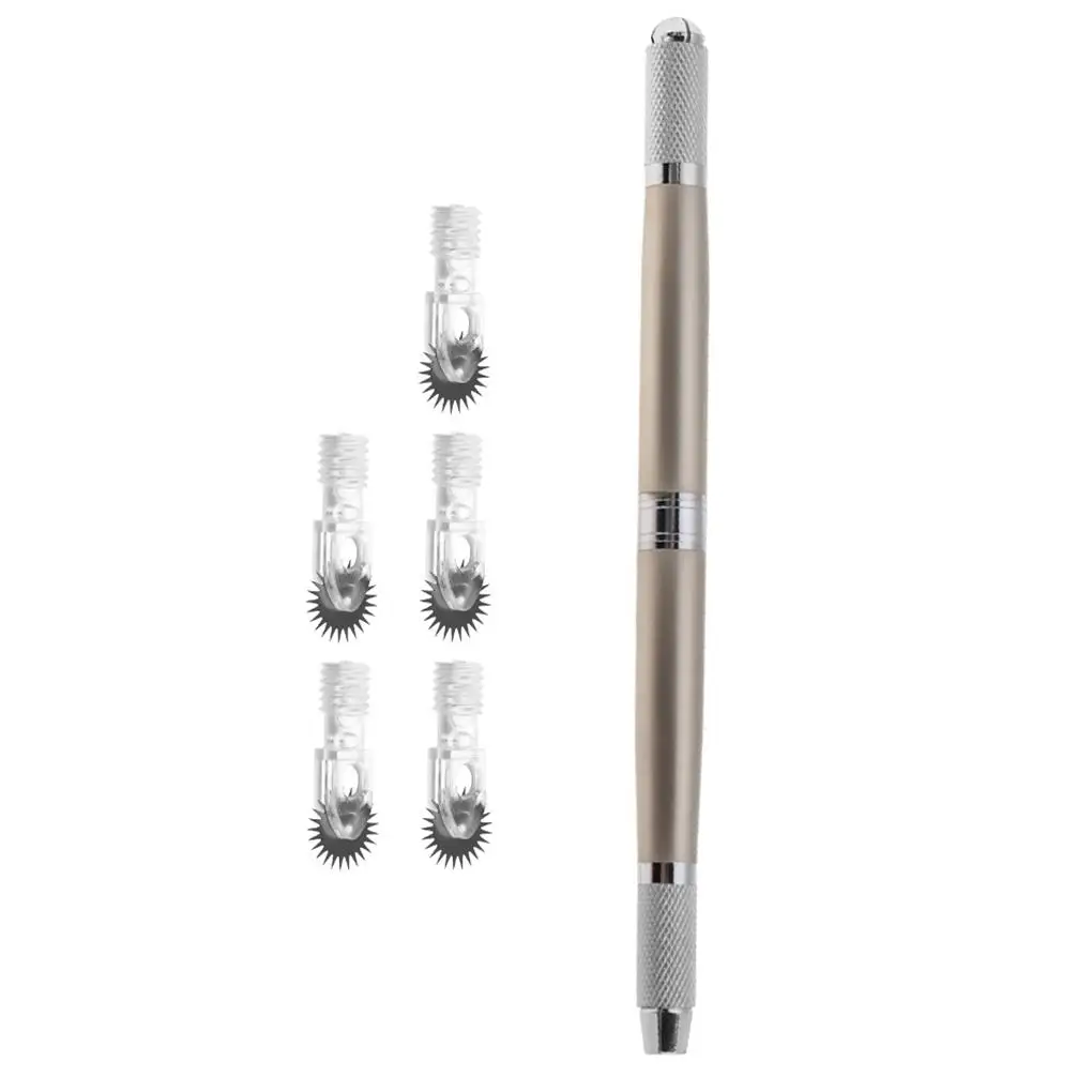 

Татуировочный набор, двусторонняя тату-ручка для бровей + роликовые иглы для бровей, инструмент для макияжа, большая роликовая игла