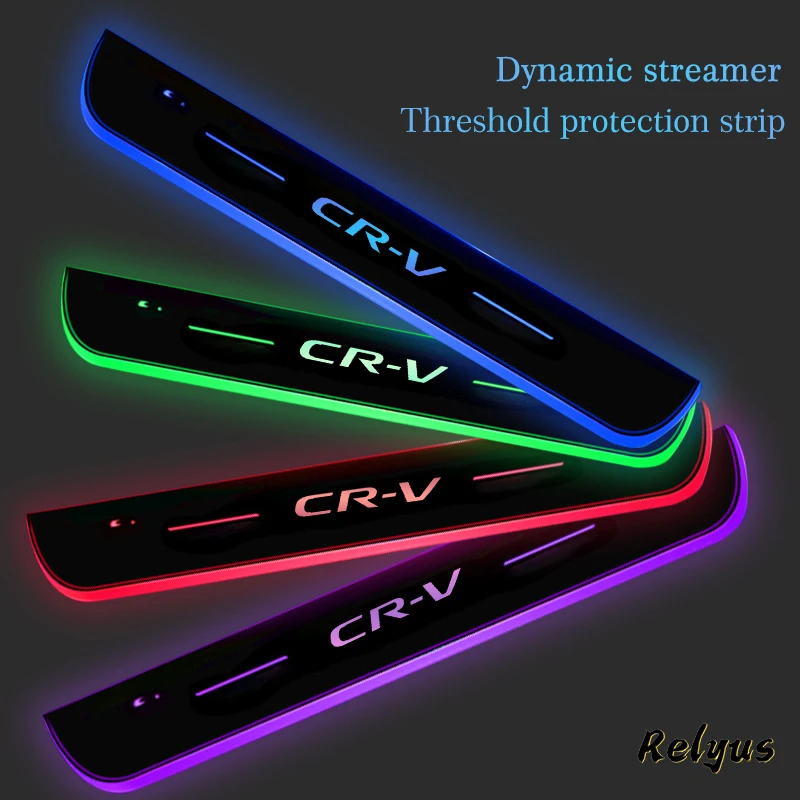 

For Honda CRV Breeze Luminous Car Logo Moving LED Welcome Pedal Car Scuff Plate Pedal Door Sill Pathway Light Car Accessories