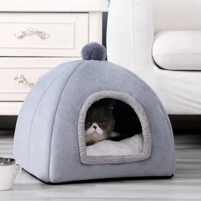 

2in1 New Deep Sleep Comfort Winter Cats Bed Iittle Mat Basket Small Dog House Products Pets Tent Cozy Cave Nest Indoor Cama Gato