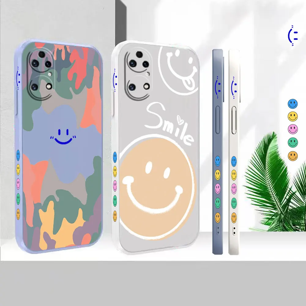 

Liquid Silicone For Huawei P60 P50 P40 P30 P20 Mate 50 40 30 20X 20 10 Pro Plus Cover Luxury Ice Cream Smile Face Case Funda