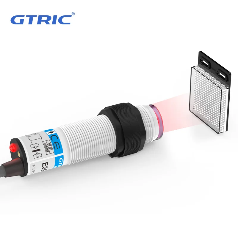 

GTRIC Photoelectric Sensor Retro-reflective Sensing Distance 2M 10-30V 3-wire NPN PNP 90-250VAC Photo Switch With Reflector