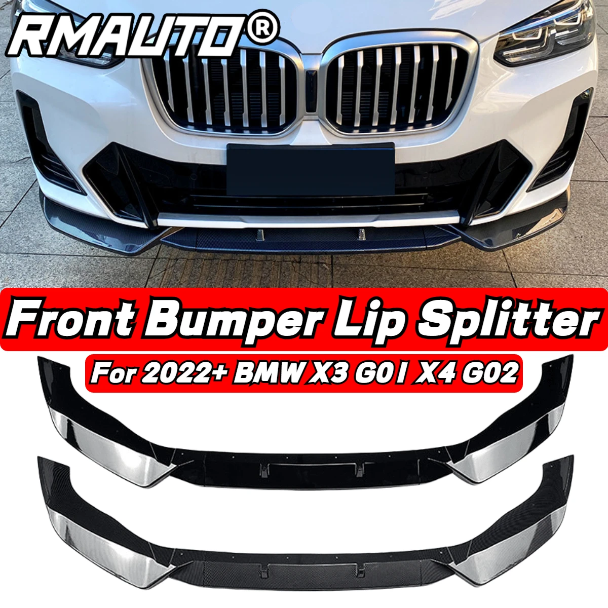 

RMAUTO автомобильный передний бампер из углеродного волокна, спойлер, сплиттер, диффузор, защита корпуса, комплект для 2022 + BMW X3 G01 X4 G02, M-Pack, аксессуары