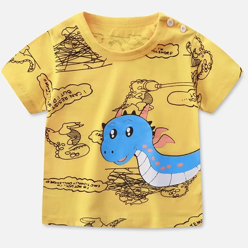 

Kruleepo 2023 летняя футболка с мультипликационным динозавром для малышей детей мальчиков девочек с коротким рукавом Блузка Топы футболки хлопковая Базовая нижняя рубашка
