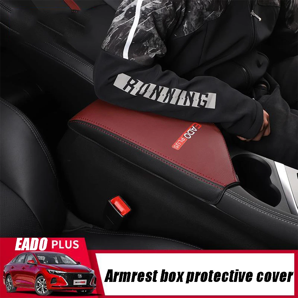 

Leather Car Armrest Storage box cover trim protective Frame Auto For CHANGAN EADO PLUS 2020 2021 2022 interior Accessories