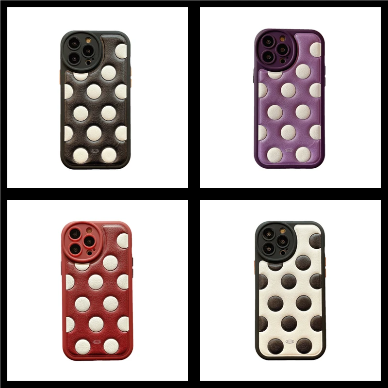 

Creative Leather Grain Simple Dot Phone Case Cover for IPhone 14 Plus 11 12 13 14 Pro Max Shockproof Cases for IPhone 14 Case