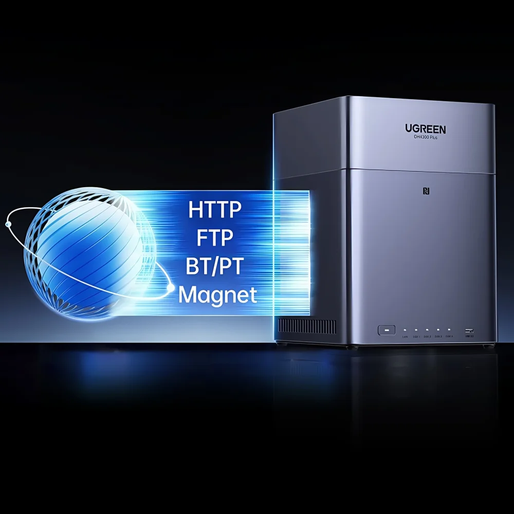 Фото UGREEN DH4300 Plus Mini Home NAS AI Rockchip Octa Core A55-A76 8GB LPDDR4X 4 отсека для SATA HDD/SSD NFC RJ45 2.5GbE Сетевое хранилище №4