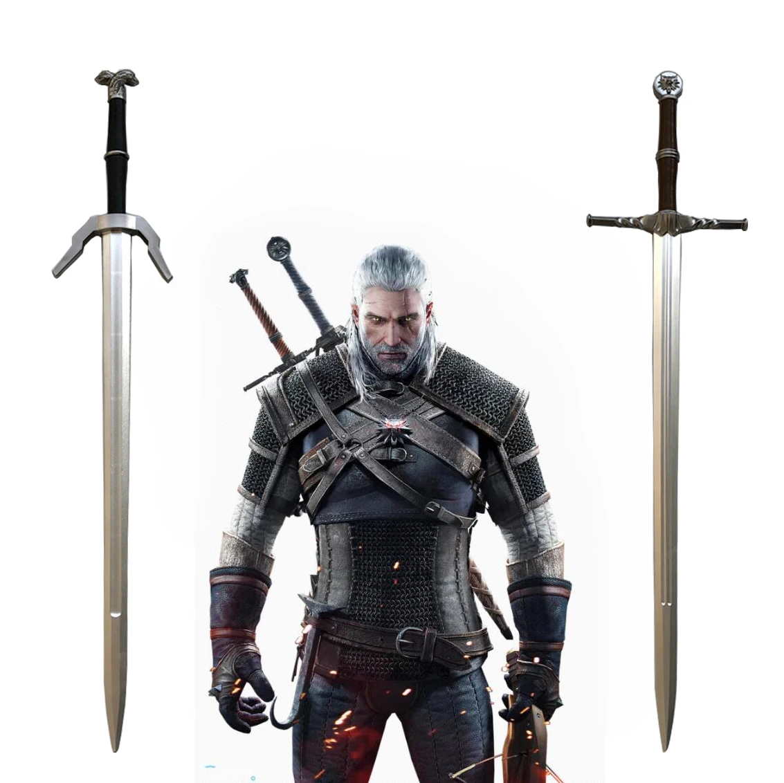 

1:1 Anime cosplay Geralt of Rivia sword White Wolf sword Weapon Prop Role Play PU Model Toy Prop 105cm