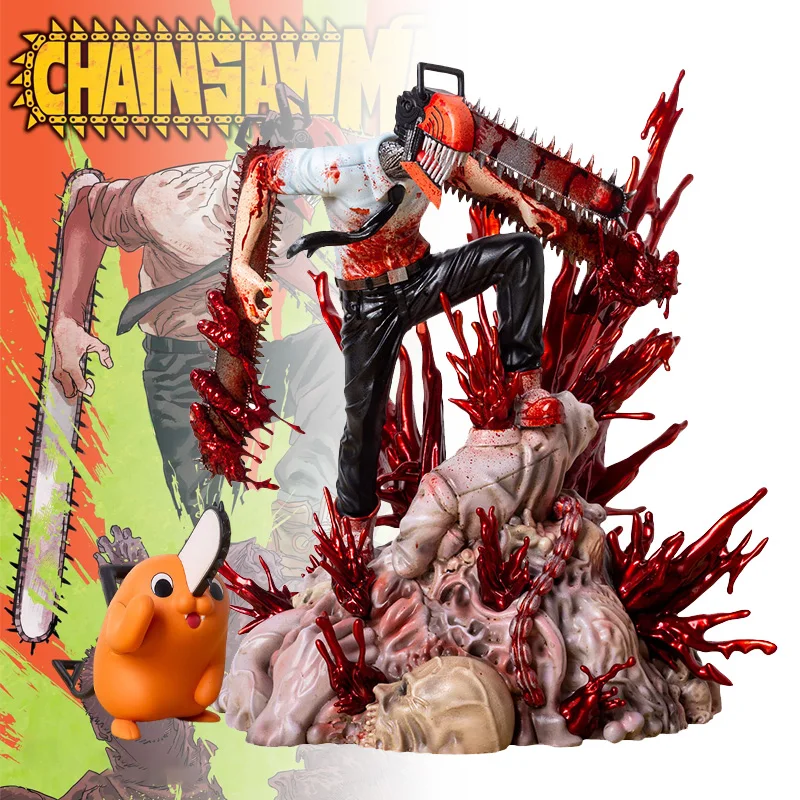 

29cm Chainsaw Man Denji Pochita Figure PVC Statue Chainsawman Anime Figures Action Figurine Model Cute Doll Decoration Toy Gift