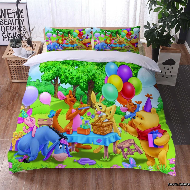 

Disney Pooh Bear Tigger Design Bedding Set Cute Children Baby Bedroom Decor Home Textile Duvet Pillow Cases 2/3 PCS