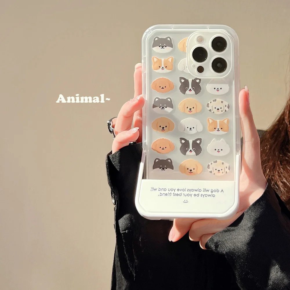 

Painted cartoon white dog head invisible bracket Phone Case For iphone 14 13 12 11 Pro Max X XR XSMAX 78Plus TPU+PC new products