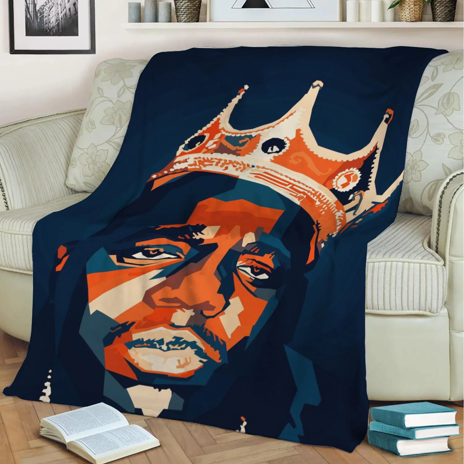 

Плюшевое одеяло Biggie Smalls с 3D принтом, накидка на диван, домашний декор, мягкое теплое моющееся одеяло для сна, Прямая поставка