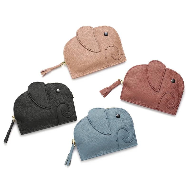 

Cute Elephant Japanese Zero Wallet Ins Leather Coin Purchase Genuine Leather Elephant Mini Creative Coin Bag Female Cute