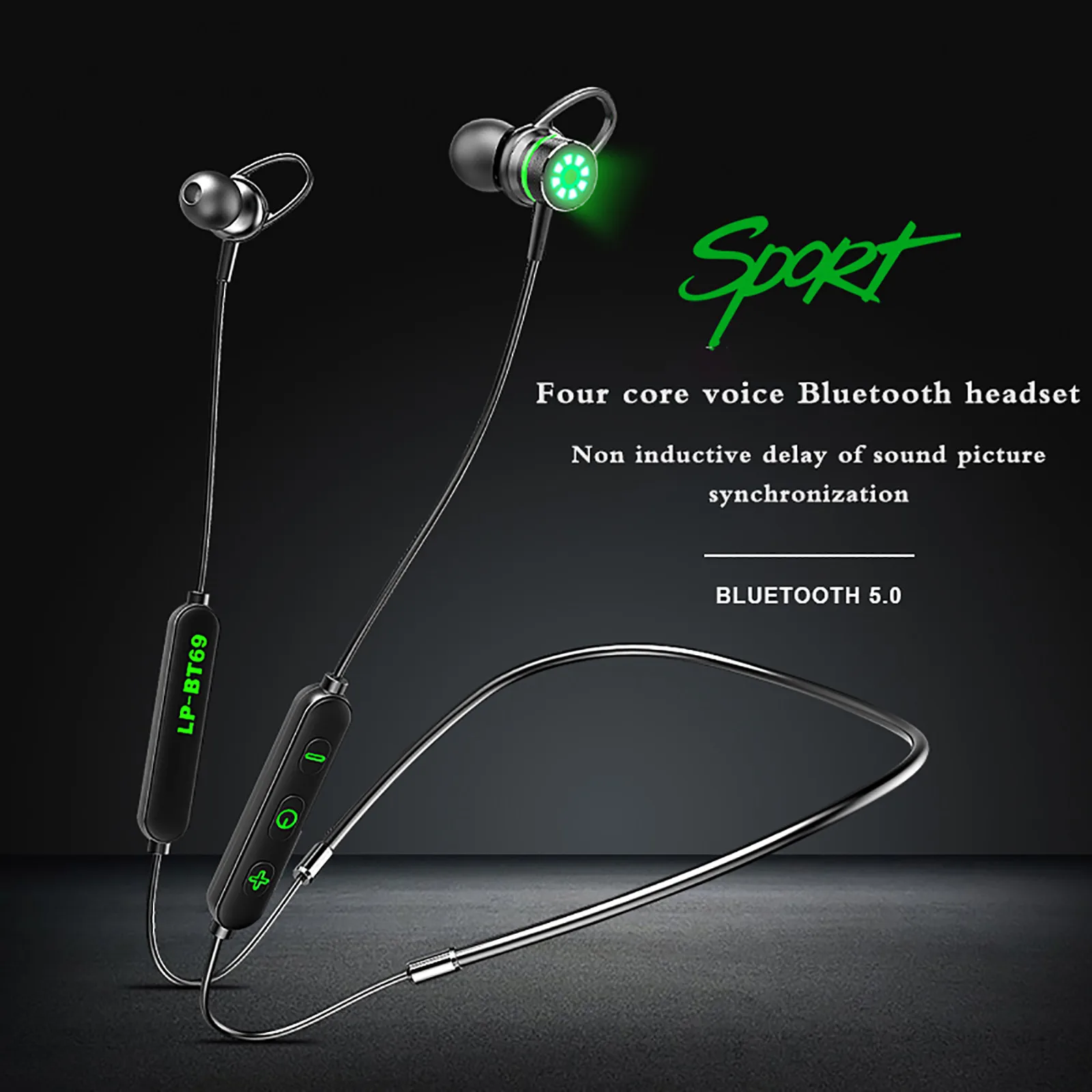 

Wireless Low Game Neck Headset Sports Bluetooth Luminous Delay LED Magnetic Bluetooth Headset Sport Earphones