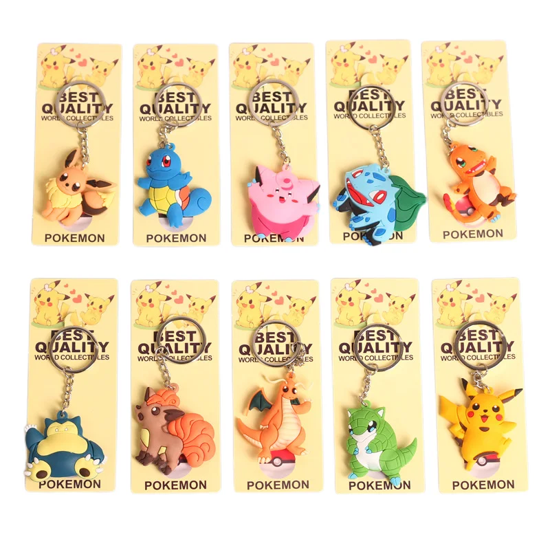 

10 Pokemon Cartoon Anime Toys Keychains Decoration School Bags Pendants Small Doll Gifts