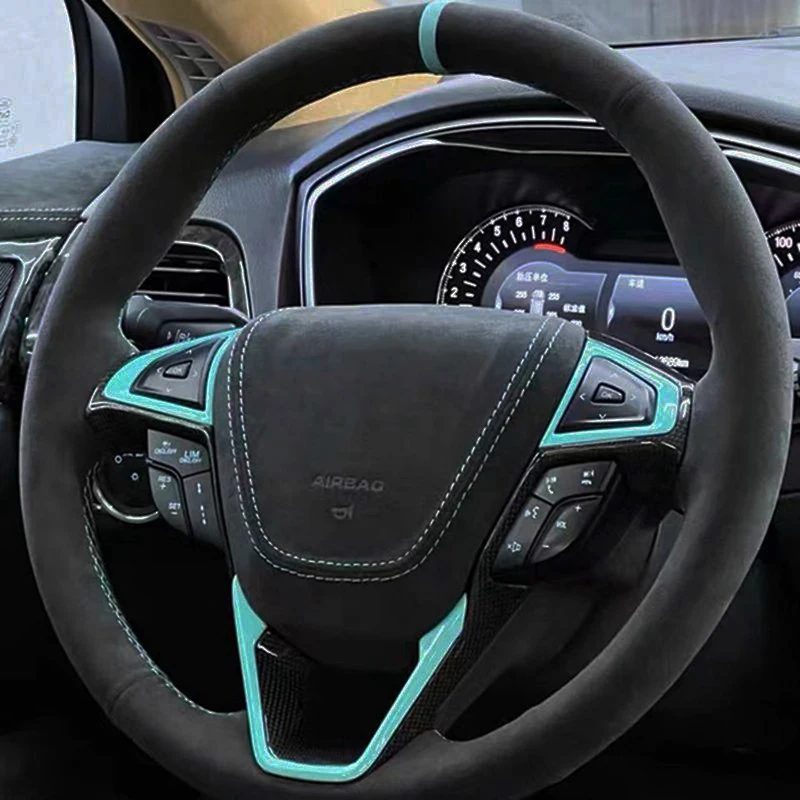 

Оплетка рулевого колеса автомобиля, Ручное шитье, черная замшевая оплетка для Ford Mondeo Fusion EDGE 2013-2020 Galaxy 2016-2020 S-Max 2012-2020