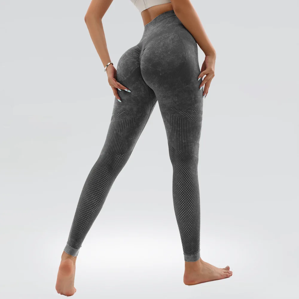 Seamless Sports Leggings Women High Waist Yoga Pants Washed Hip Lift Fitness Tights Gym Workout Sport Wear Scrunch Butt Leggings