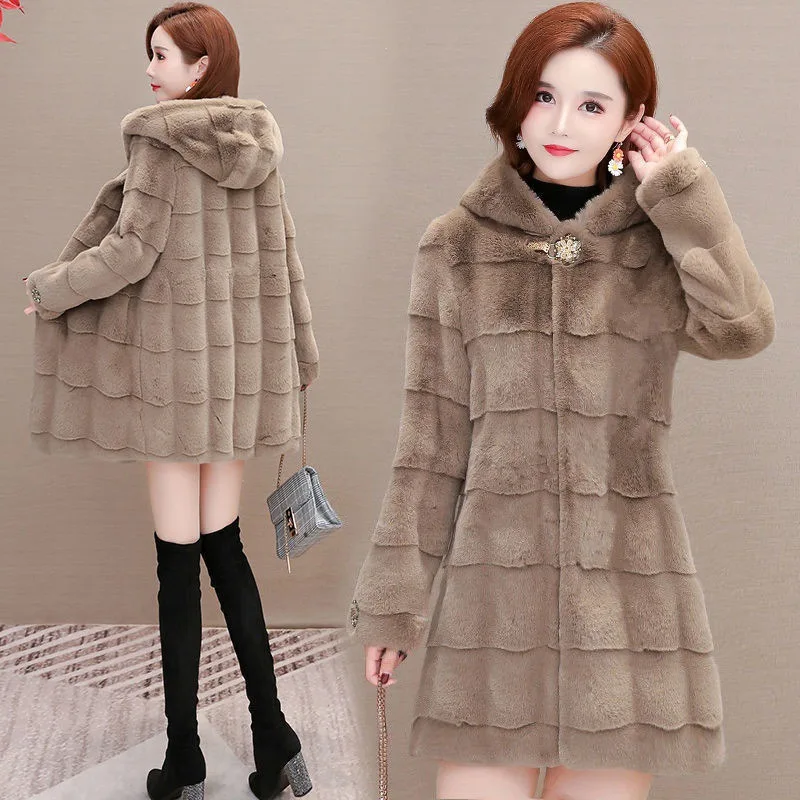 Women real mink coats female mink fur coat genuine long fur coat ladies winter clothes oversize 6xl 5xl 7xl Imitation fur coats