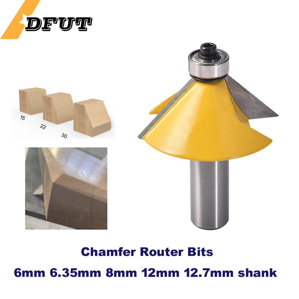 

Chamfer Router Bits Edge Forming 15 22 30 Degree Milling cutter 6mm 6.35mm 8mm 12mm 12.7mm-Inch Shank