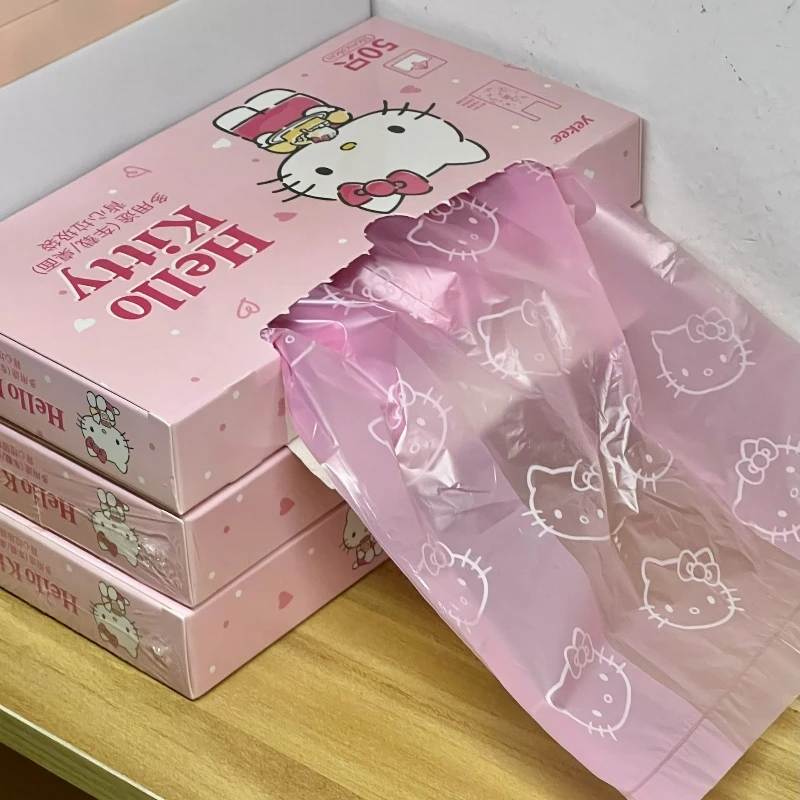 

Kawaii Sanrio Hellokitty Anime Trash Bag Girl Cute Car Plastic Bag Portable Car Paste Type Garbage Bag Wholesale Girl Birthday