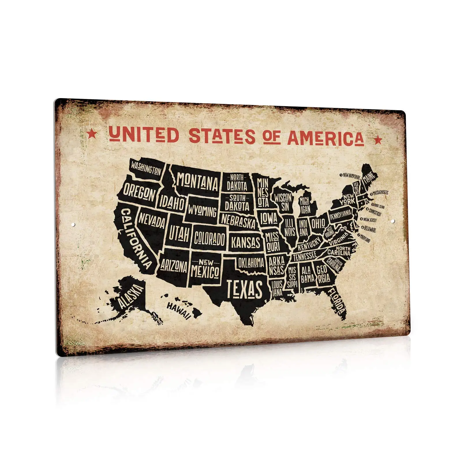 Винтажная карта США Kalynvi металлический жестяной знак мужская пещера Настенный