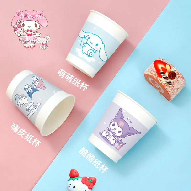 

Sanrios Hello Kitty одноразовая бумажная чашка аниме мультфильм коммерческий офис чай Kawaii милый дом утолщенная вода соевое молоко Y2k чашка