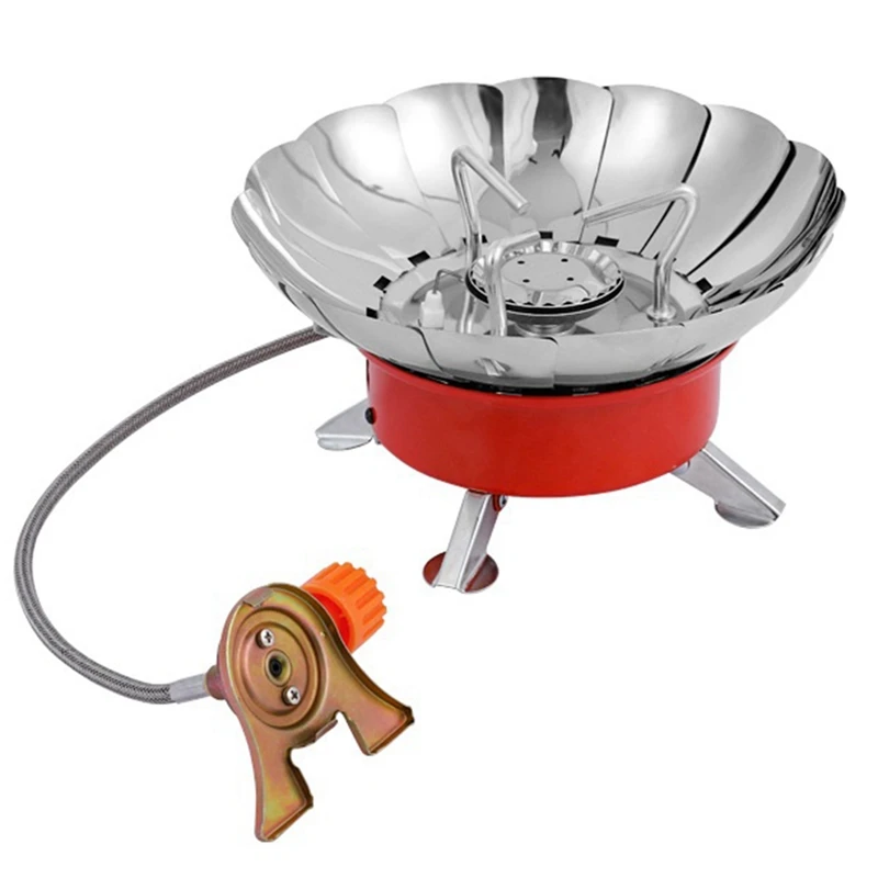 

Windproof Piezo Ignition Lotus Gas Stove Gas Stove With Adapter For Camping Hiking Picnic