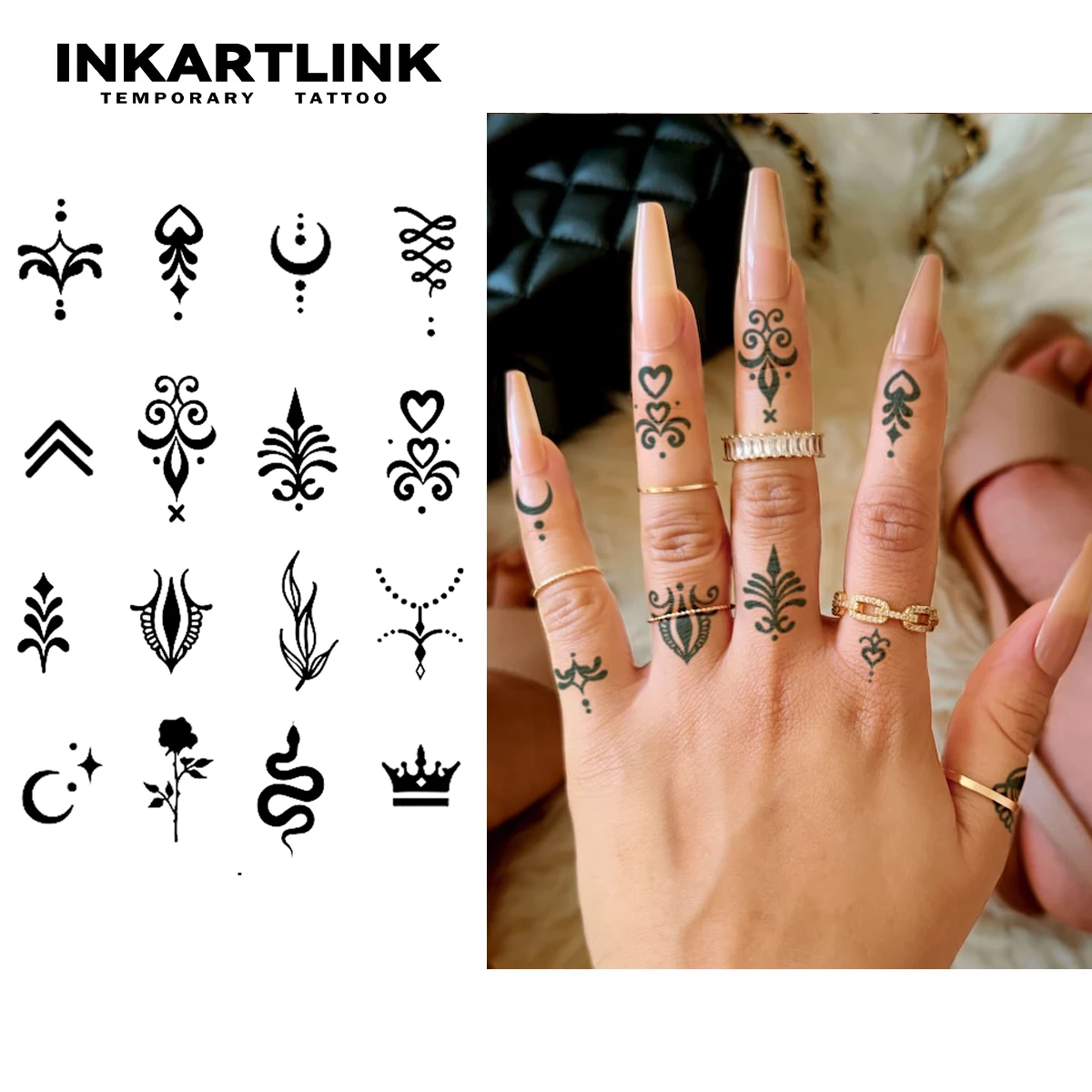 Татуировка на палец хной (6) временная татуировка водостойкая Волшебная