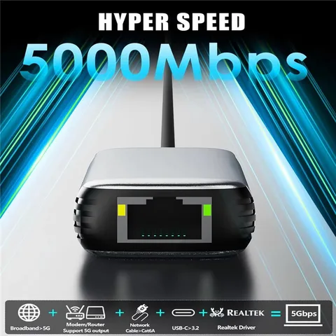 Адаптер сетевой карты 5000 Мбит/с USB/Type-C к RJ45 Адаптер 5 Гбит/с USB 3.0 Проводной гигабитный преобразователь сетевой карты HUB для ноутбука ПК