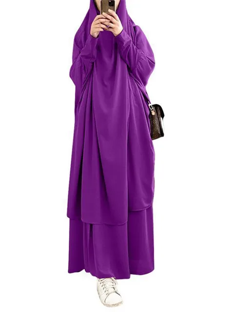 Islamic Prayer Clothes 2 Pieces Set for Women Abaya Muslim Prayer Dress Khimar Niqab Gifts for Her Long Khimar Ramadan Gown 4