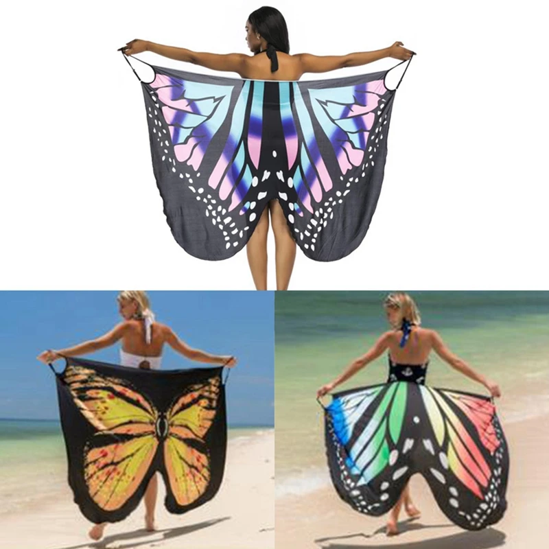 

Quality Women's Butterfly Print Shawl Beach Skirt Holiday Skirt Sling Print Dress One Size