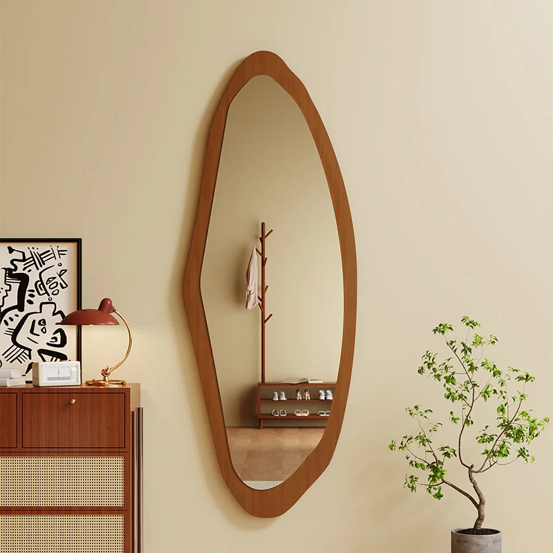 

Design Aesthetic Decorative Mirrors Bedroom Wall Art Wooden Irregular Mirrors Minimalist Elegant Specchio Da Parete Room Decor