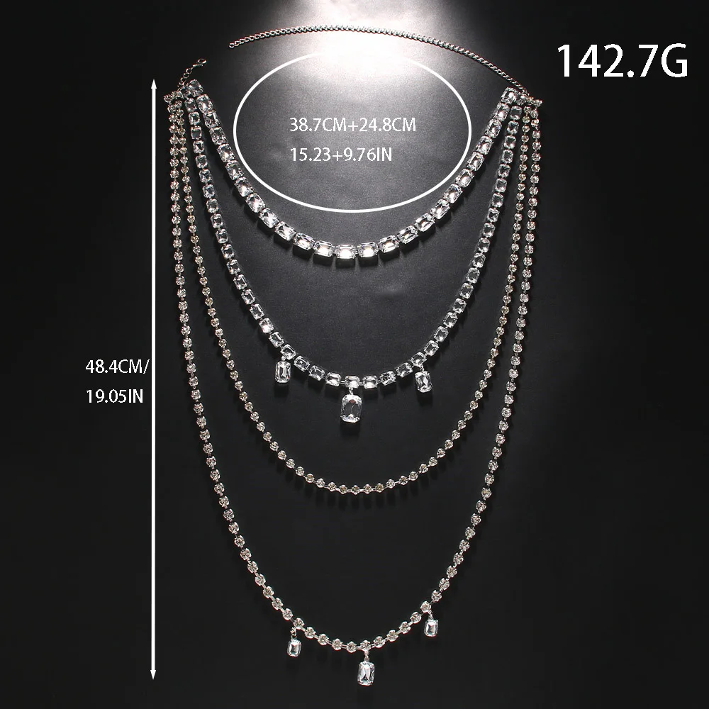 Stonefans простой многослойный женское ожерелье-цепочка с квадратной подвеской