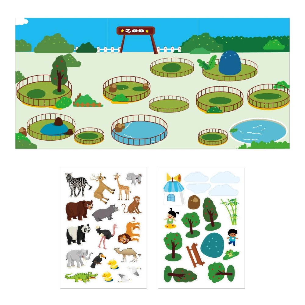

35pcs Child DIY Dress Up Cartoon Scene Stickers Puzzle Toy Marine Animals Fun Puzzle Paste Painting Kindergarten Reward Stickers