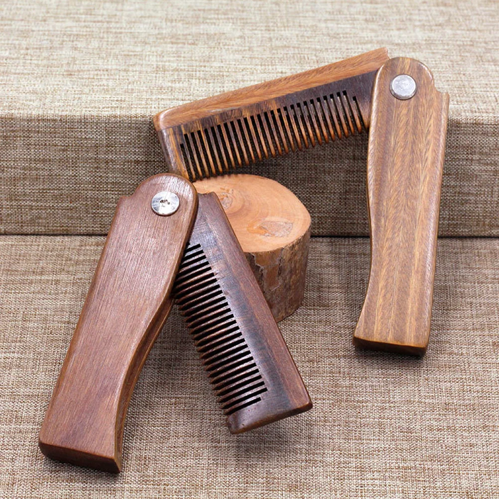 

Beard Comb Wood Accessory Wooden Mustache Men Hair Mens Combs Household Pocket Foldable