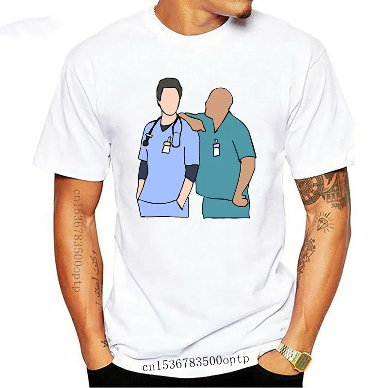 

Camiseta de algodón con cuello redondo para hombre y mujer, camisa de JD y Turk Scrubs de manga corta, 1
